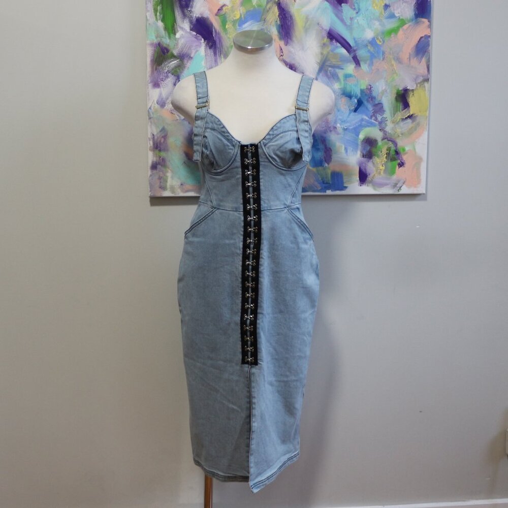 Finders Keepers | Finders Denim Midi Dress with Corset Detailing